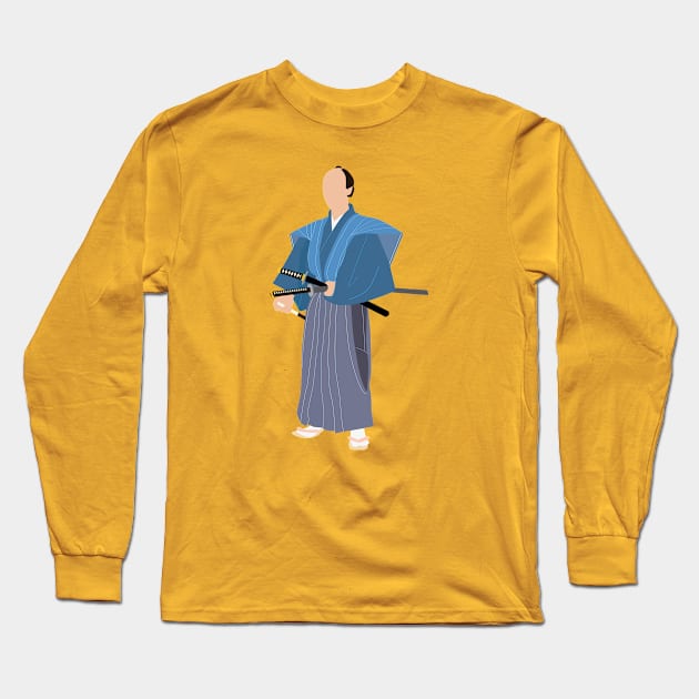 Historical Japanese Samurai Silhouette Long Sleeve T-Shirt by MariOyama